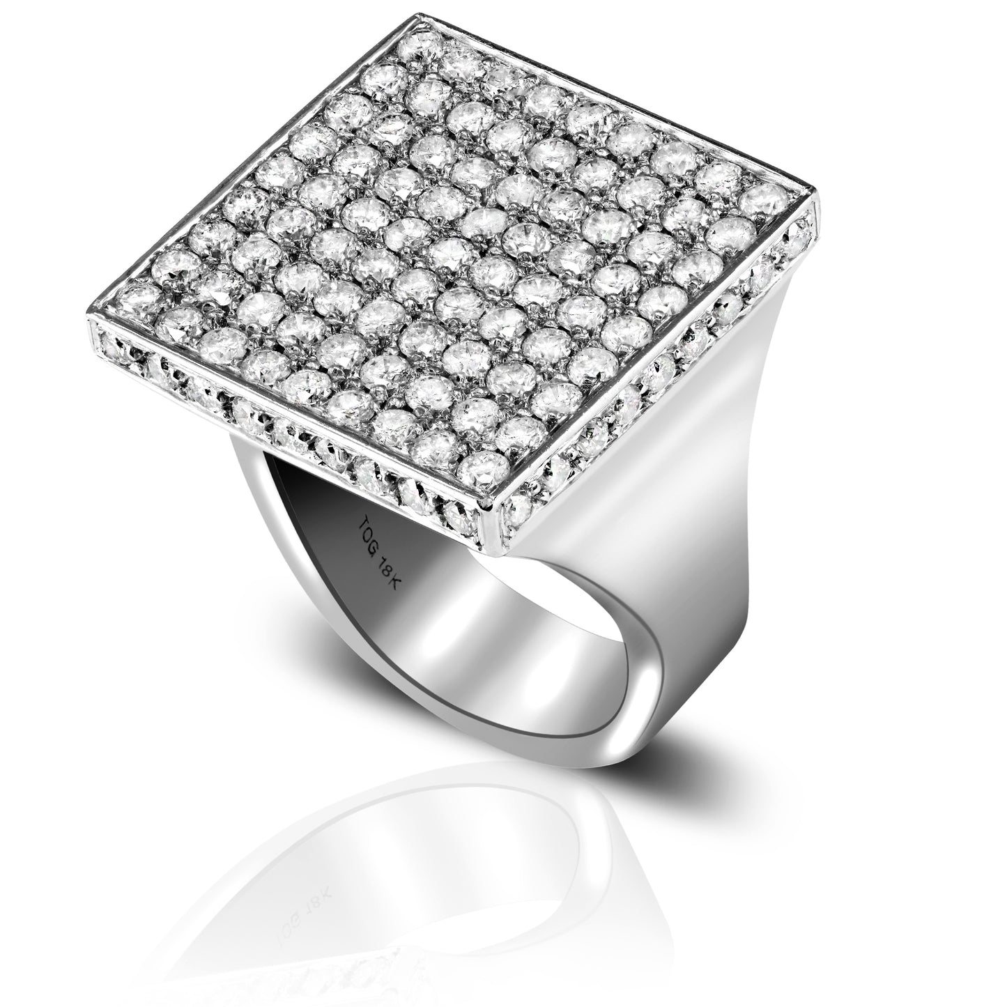 Beautiful Modern nine channel-set square Cocktail ring 14 Karat White Gold