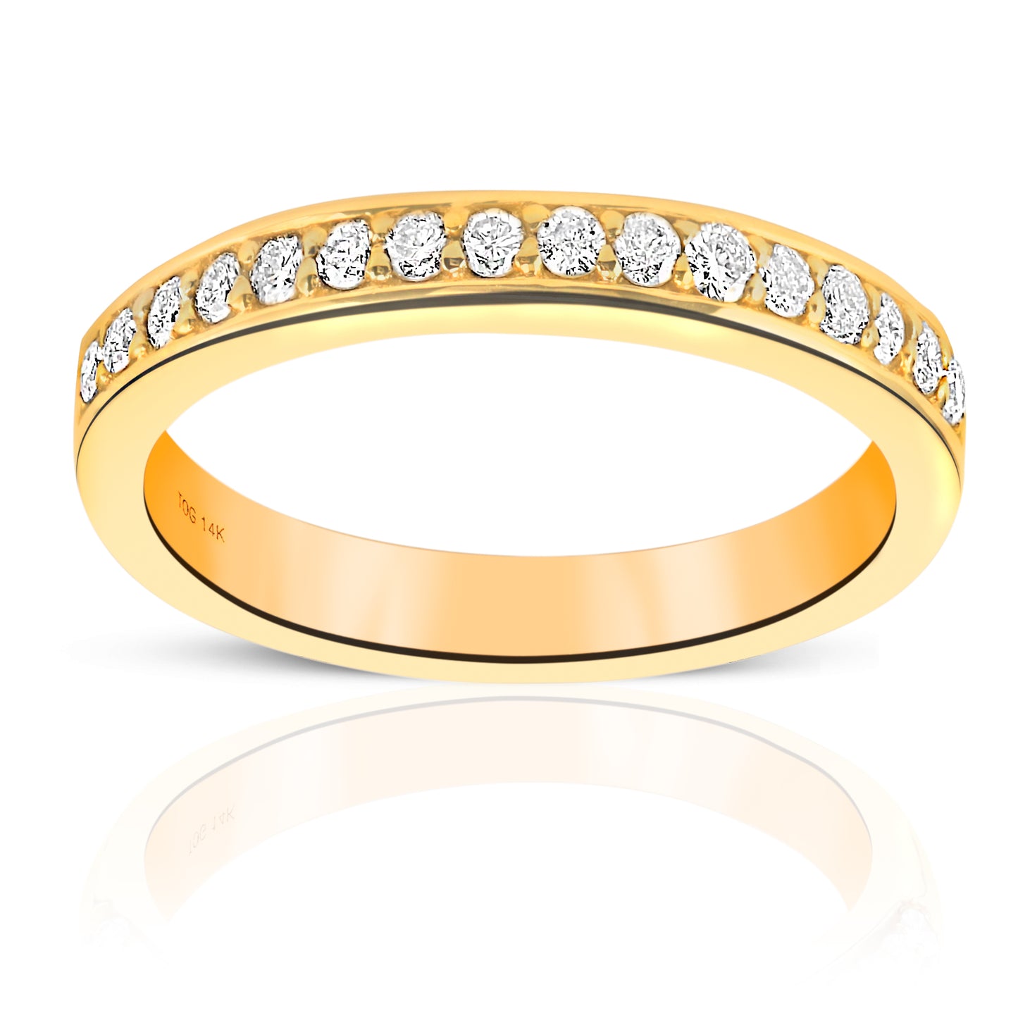Woman's Channel-Set Sixteen Round Full cut Diamond Wedding Ring 14 Karat Yellow Gold
