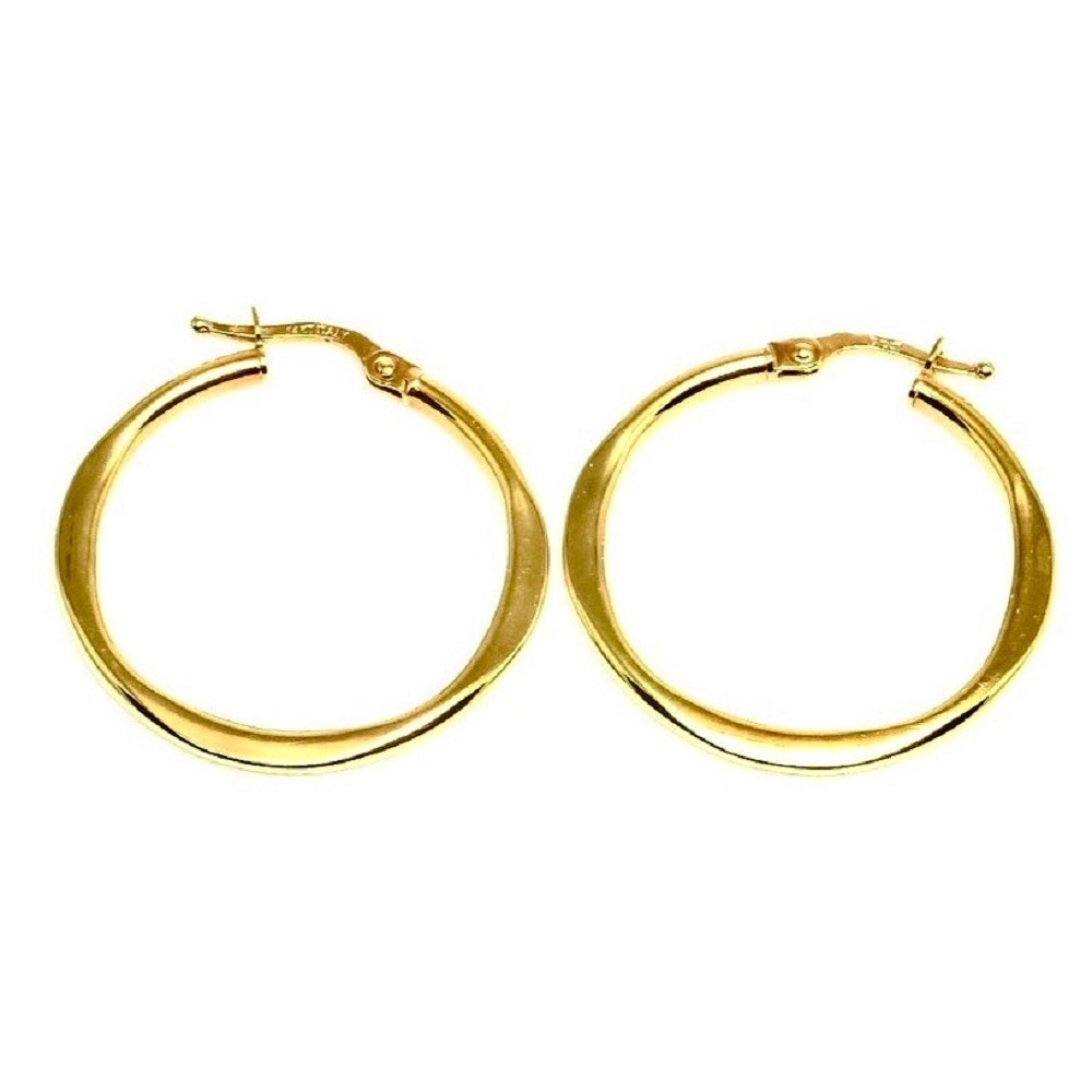 14Kt Yellow Gold Semi-Flat Hoop Earrings