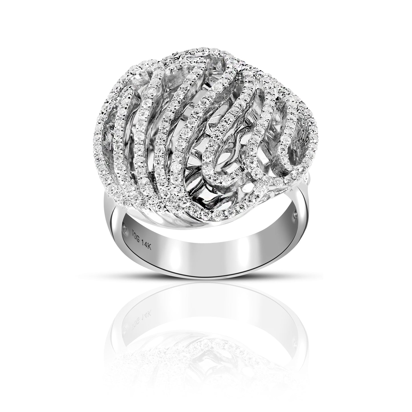 Classy handcrafted 14 Karat White Gold Pave Style Cocktail Ring Full cut Diamond Cocktail Ring