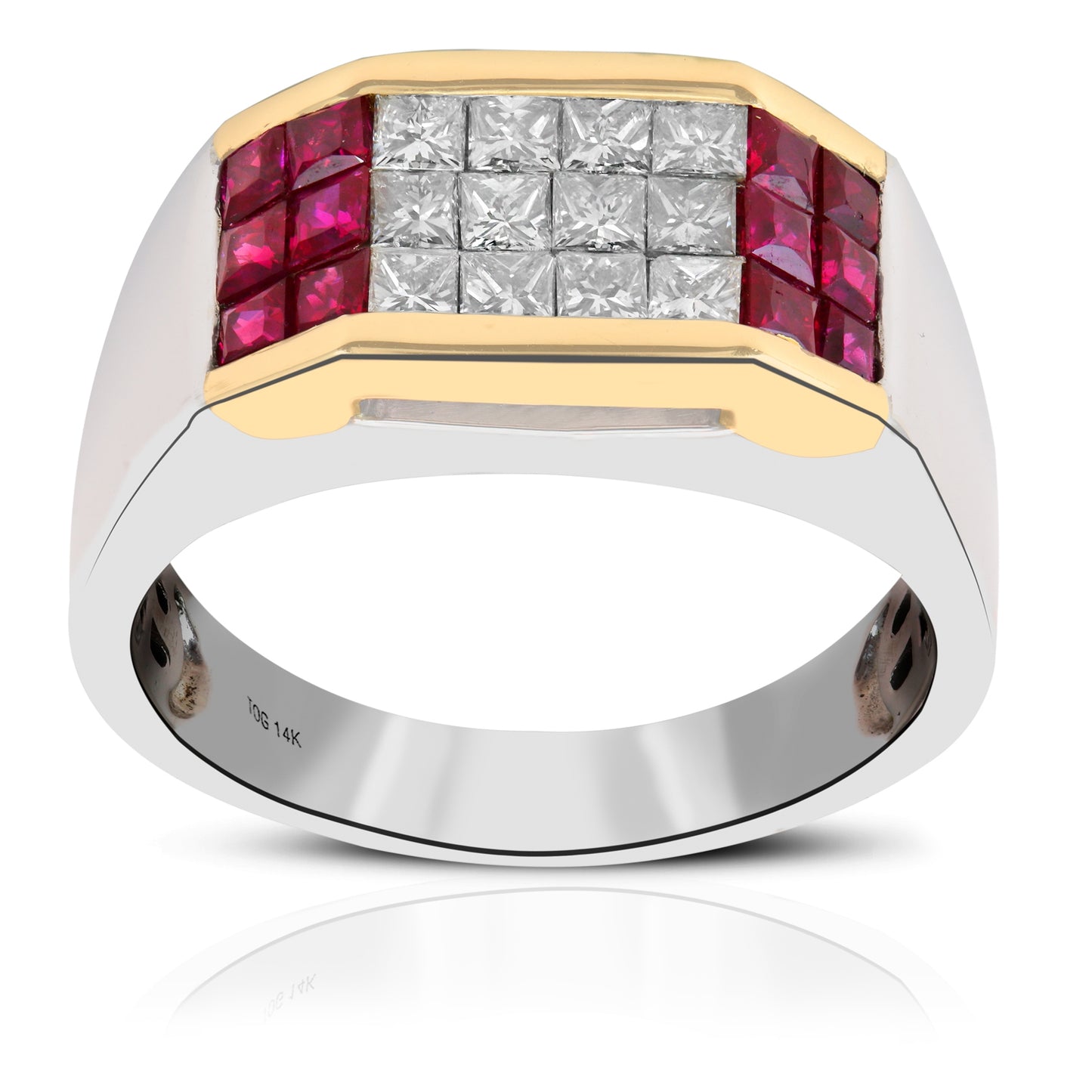 Ruby and white diamond men's band