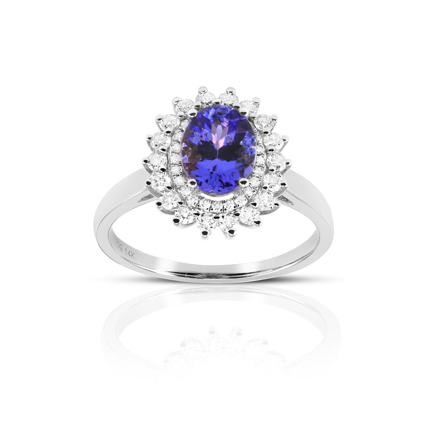 Lissa Tanzanite Double-Halo Ring in 14K White Gold