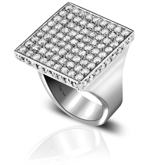 Beautiful Modern nine channel-set square Cocktail ring 14 Karat White Gold