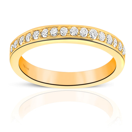 Woman's Channel-Set Sixteen Round Full cut Diamond Wedding Ring 14 Karat Yellow Gold