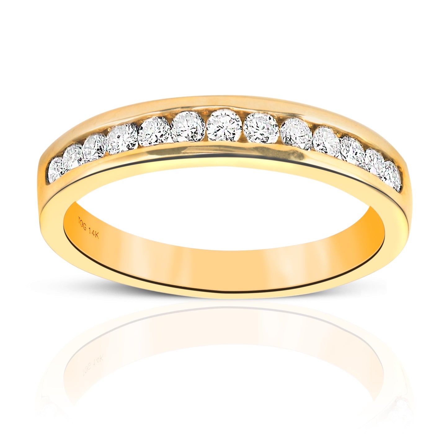 Woman's Channel-Set Style Wedding Ring with Round Full cut Diamonds 14 Karat Yellow Gold