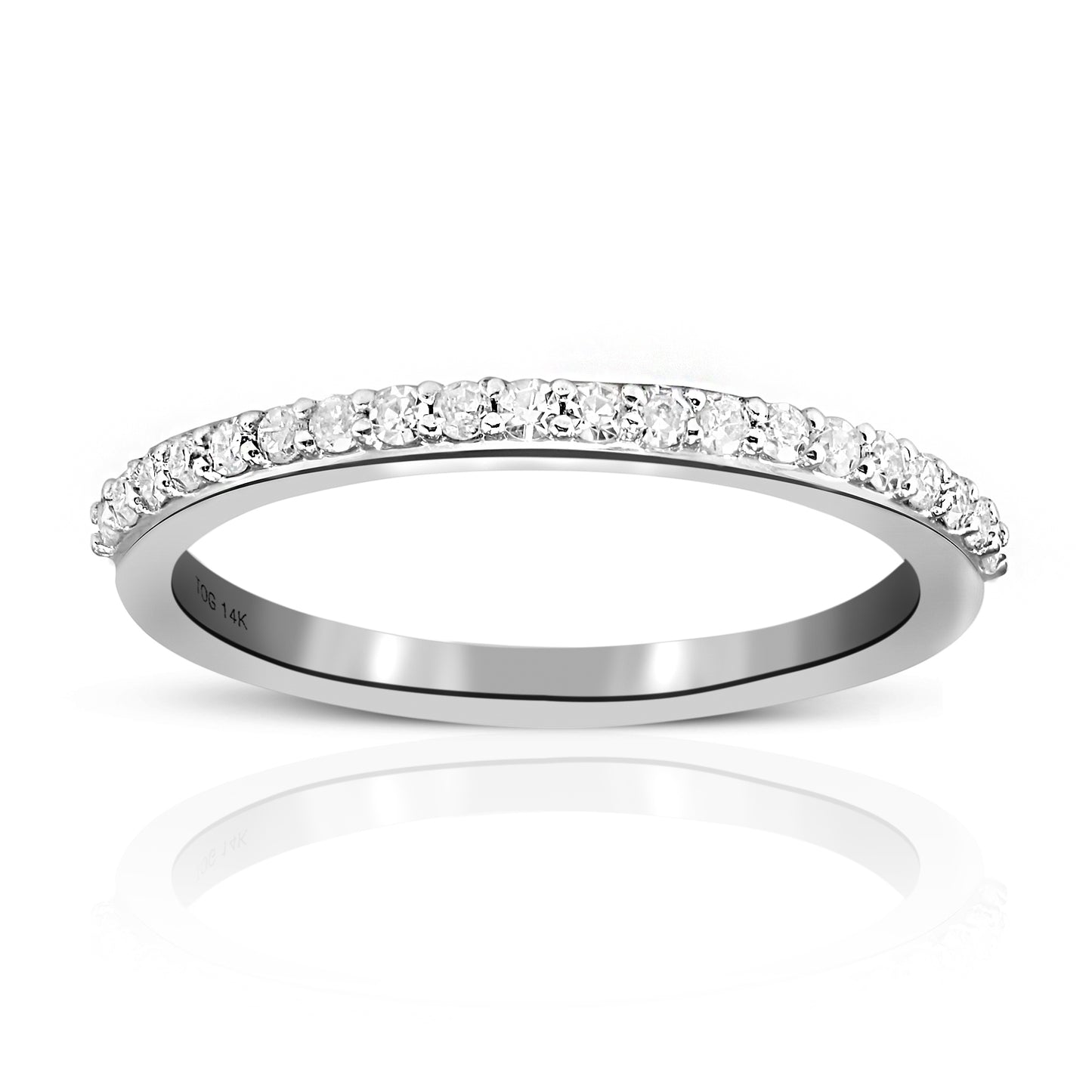 Woman's Pave' Style Wedding Ring with Round Full cut Diamonds 14 Karat White Gold