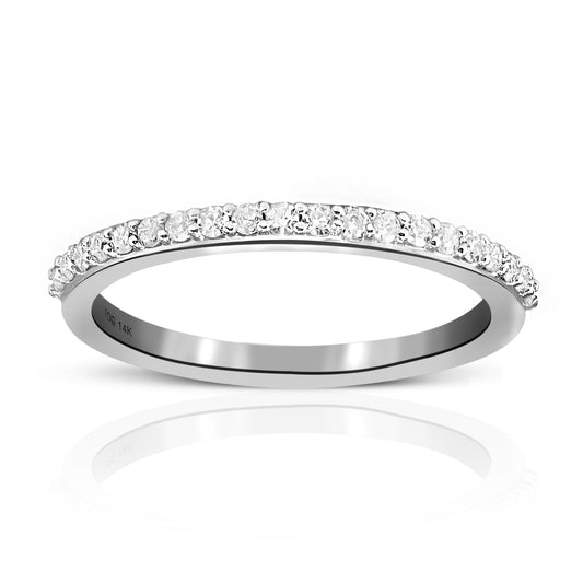 Woman's Pave' Style Wedding Ring with Round Full cut Diamonds 14 Karat White Gold