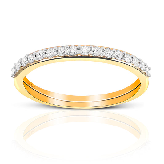 Woman's Pave' Style Wedding Ring with Round Full cut Diamonds 14 Karat Yellow Gold