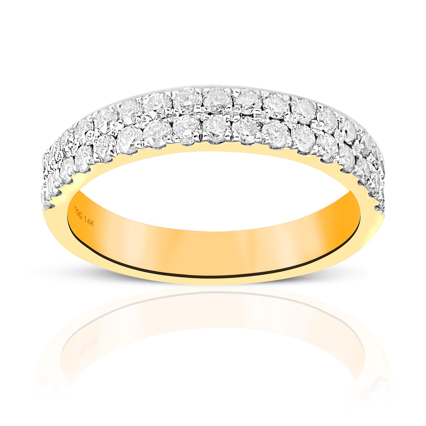 Woman's Double row Pave' Diamond Wedding Ring 14 Karat Yellow Gold