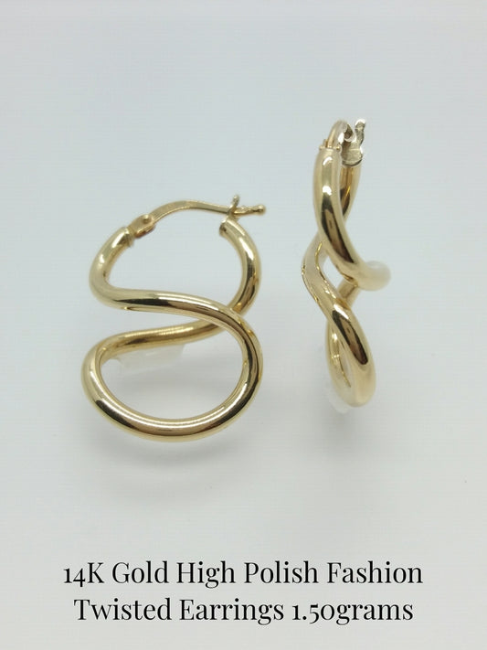 14K Yellow Gold Infinity Hoop Earrings