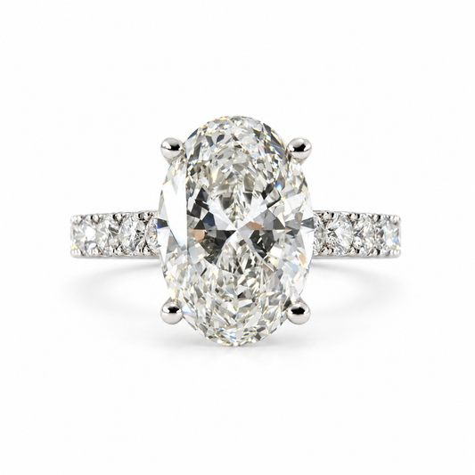 4.57ct Oval Lab-Grown Diamond Engagement Ring | F Color, VS1 | 6.05ct Total