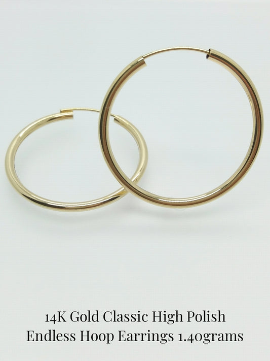 14K Yellow Gold Hoop Earrings