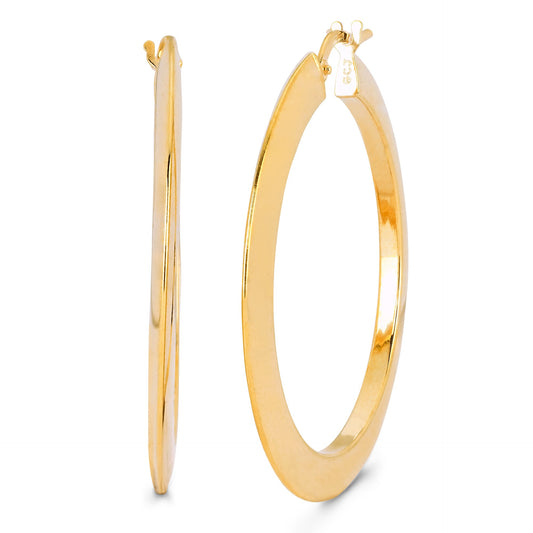 14kt Yellow Gold High-Polish Edge Hoop Earrings