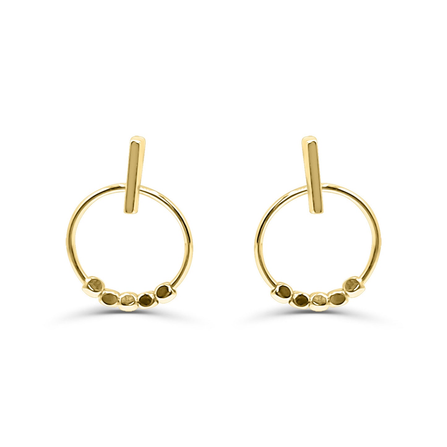 14KT Yellow Gold small Dangling Hoop Earrings High Polish Delicate Fine Jewelry Women's Girls
