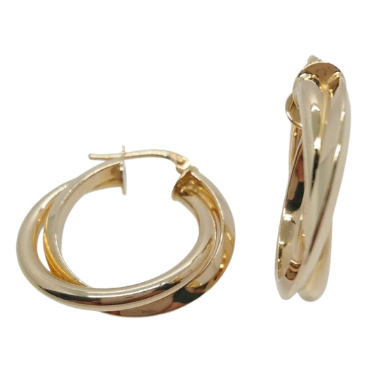 14Kt Yellow Gold Double Row X Hoop Earrings 3.10g