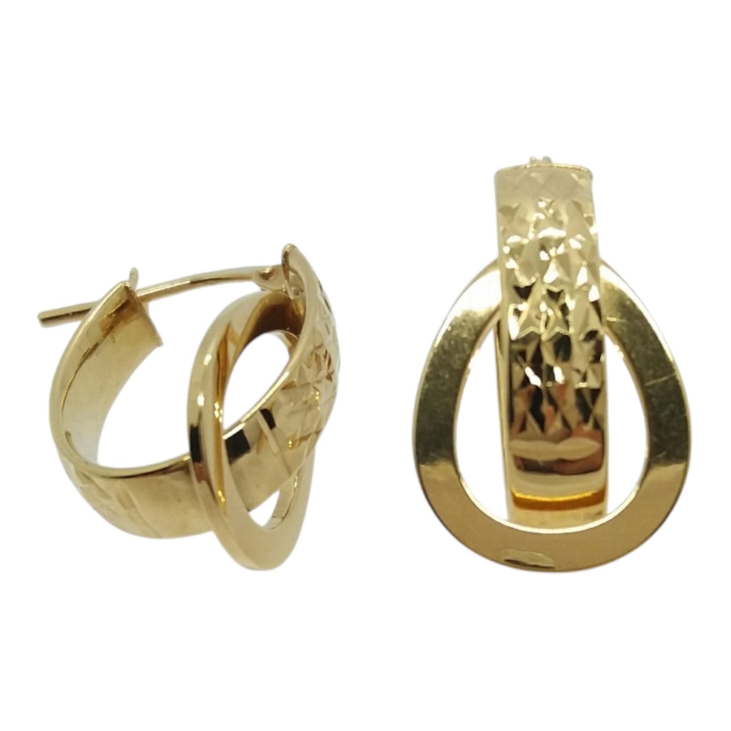 14Kt Yellow Gold Diamond Cut Vintage Hoop Earrings