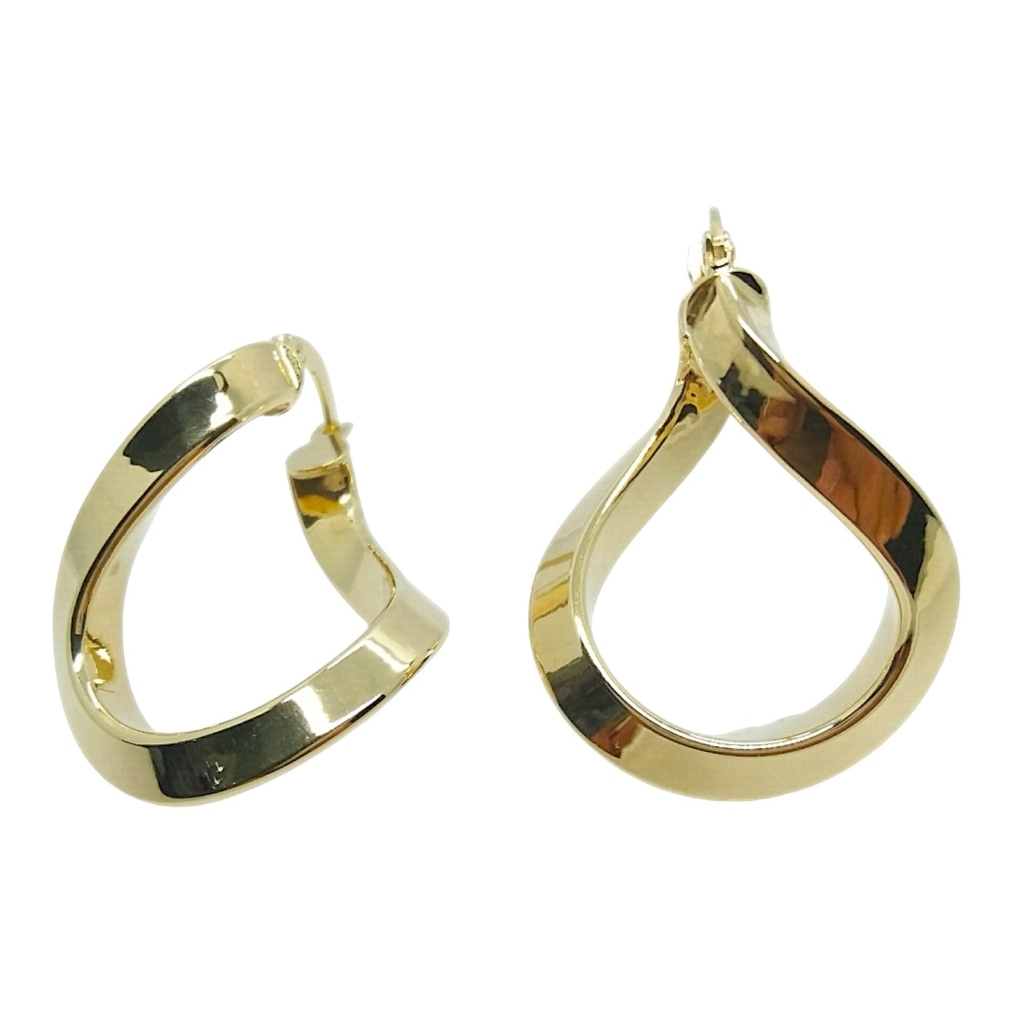 14Kt Yellow Gold High Polish Twisted Hoop Earrings