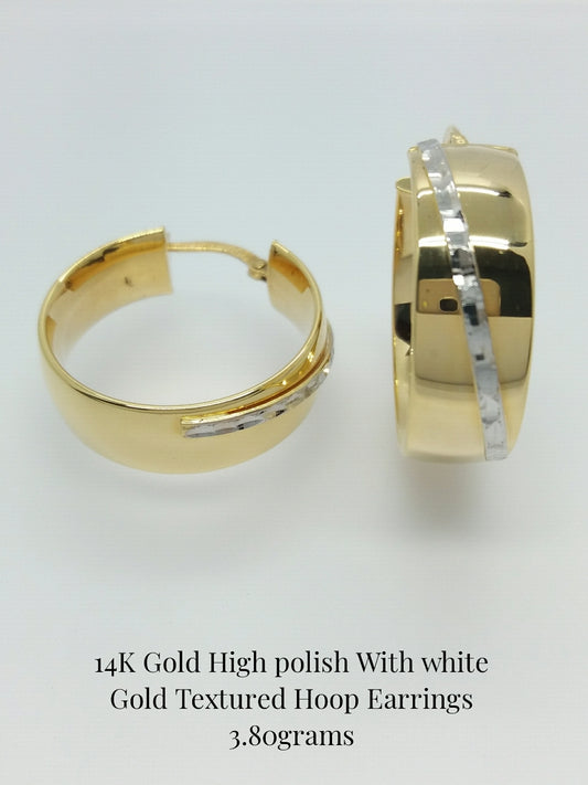 14Kt Two-Tone High Polish Hoop Earrings