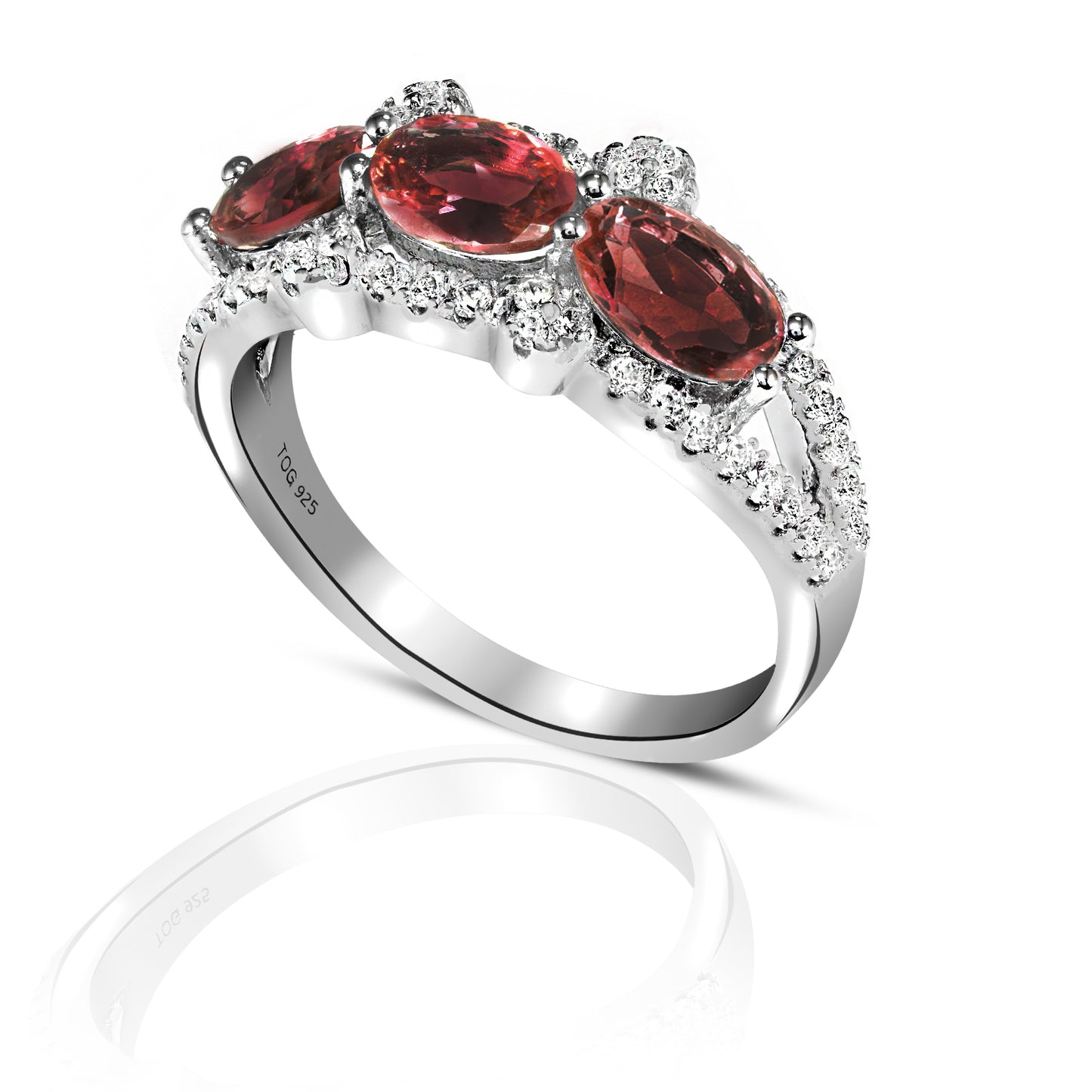 Beautiful Garnet and White Topaz Ring set in Sterling Silver