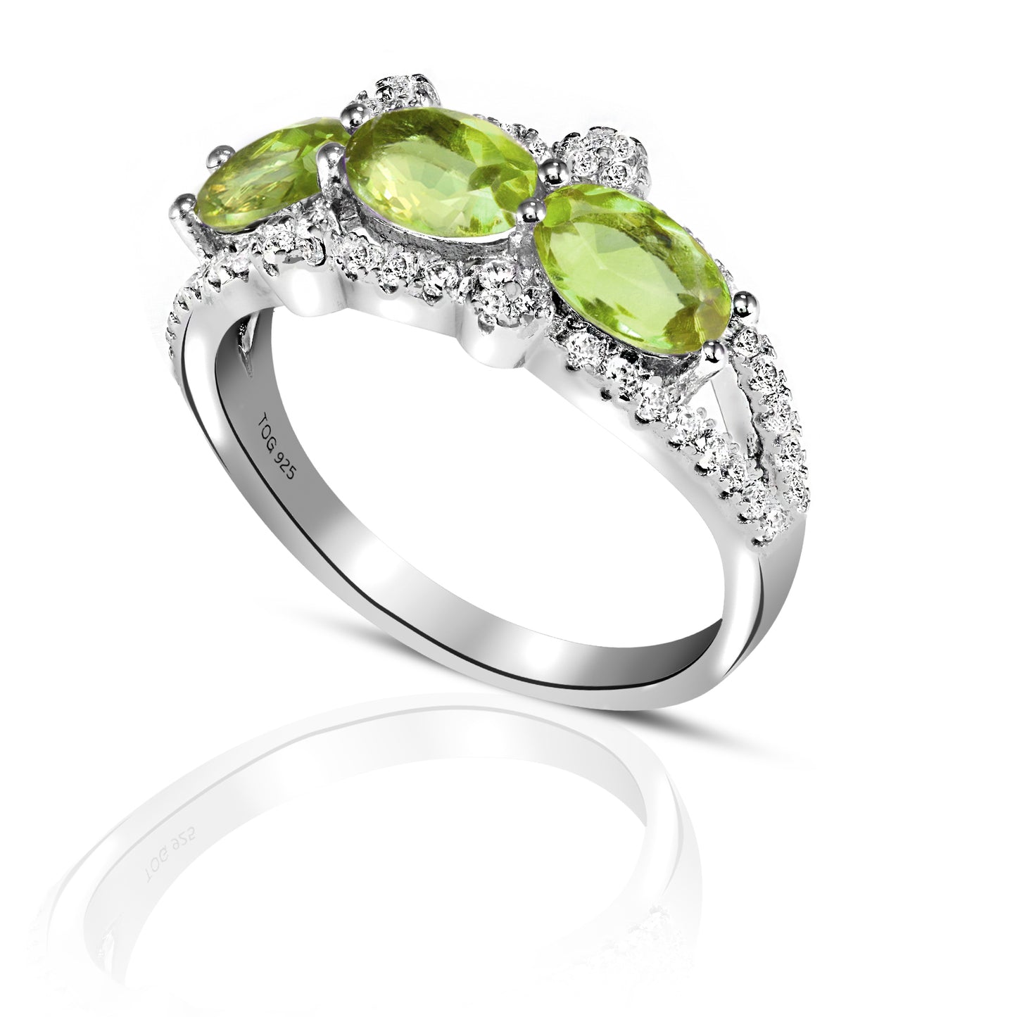 Pleasing Tourmaline and White Topaz Ring set in Sterling Silver