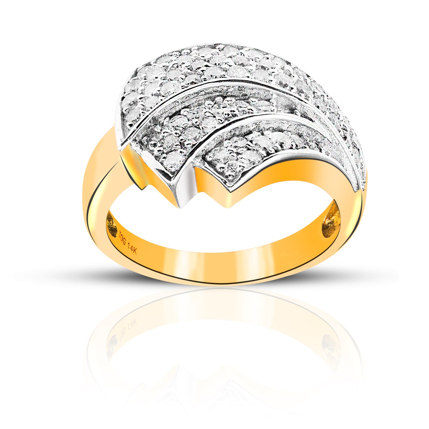 Shimmering Pave Diamond Cocktail Ring 14 Karat Yellow Gold