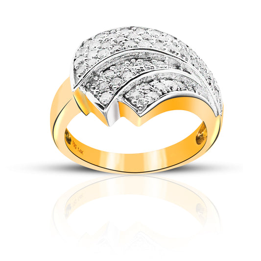 Shimmering Pave Diamond Cocktail Ring 14 Karat Yellow Gold