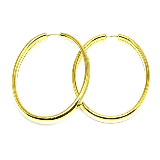 14Kt Yellow Gold High Polish Oval Endless Hoop Earrings