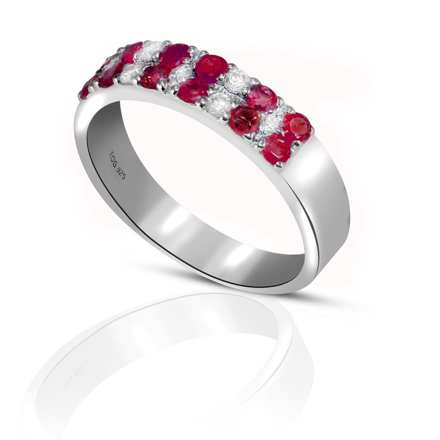 Radiant Ruby and White Topaz set in Sterling Silver