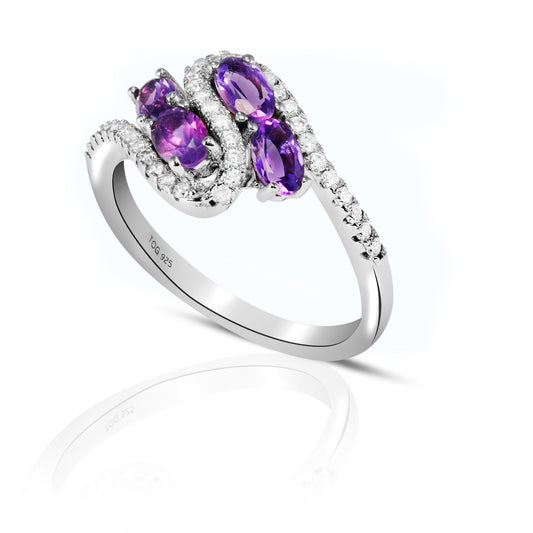 Beautiful Amethyst and White Topaz set in Sterling Silver