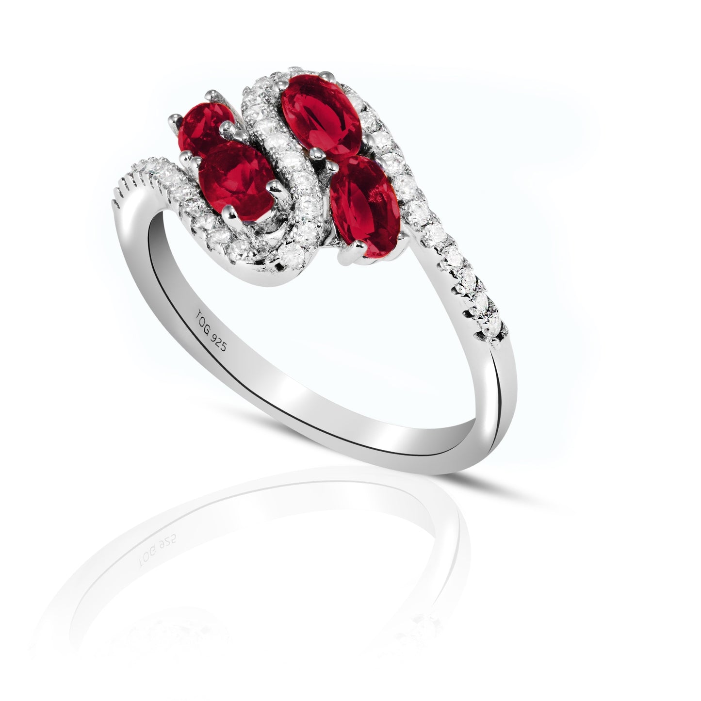 Spectacular Garnate and White Topaz Ring set in Sterling Silver