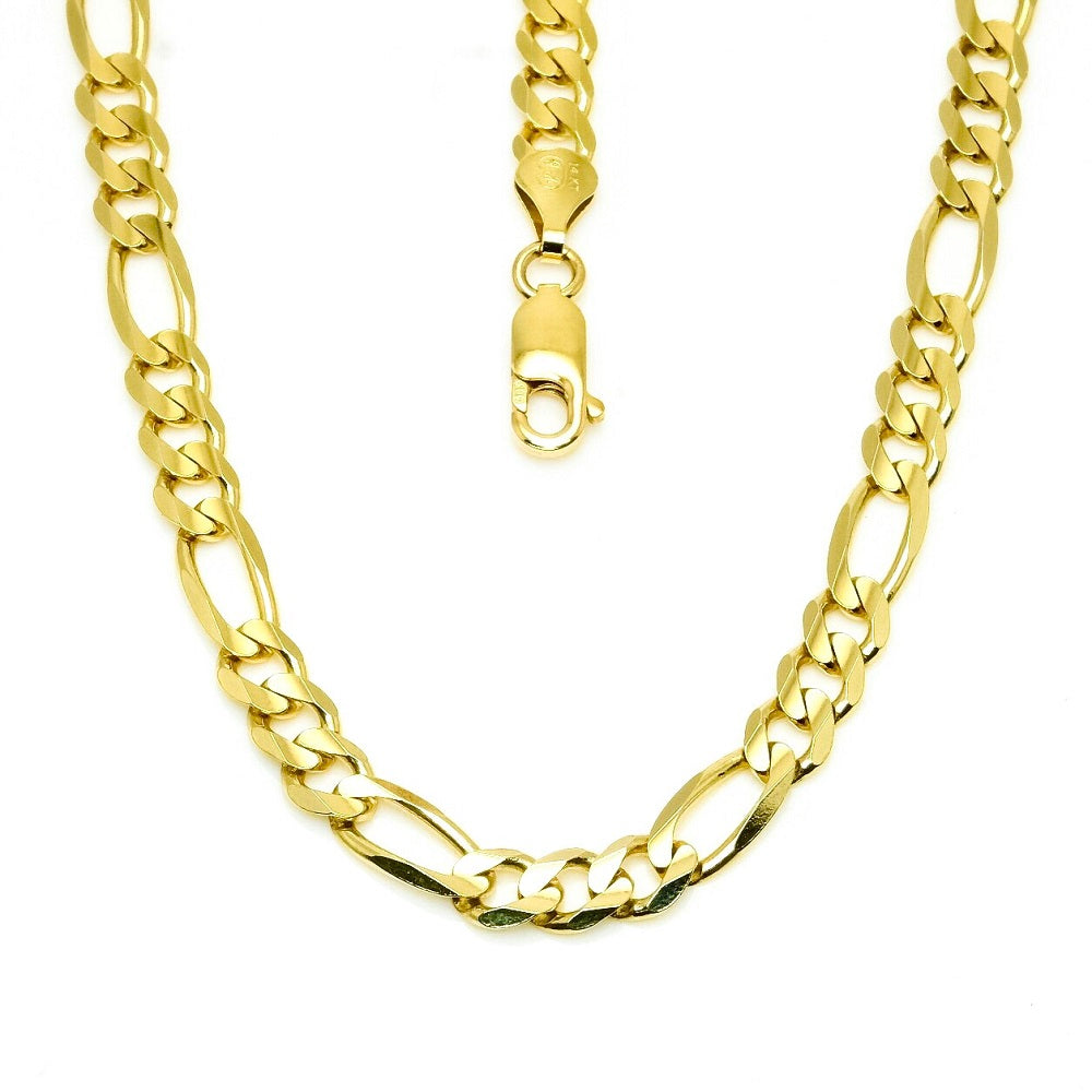 14Kt Yellow Gold 4.5mm Figaro Solid Link Chain 18" 20" 22" 24"