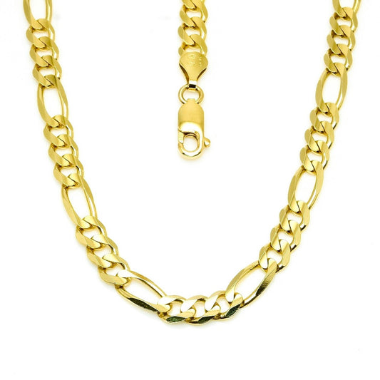 14Kt Yellow Gold 4.5mm Figaro Solid Link Chain 18" 20" 22" 24"