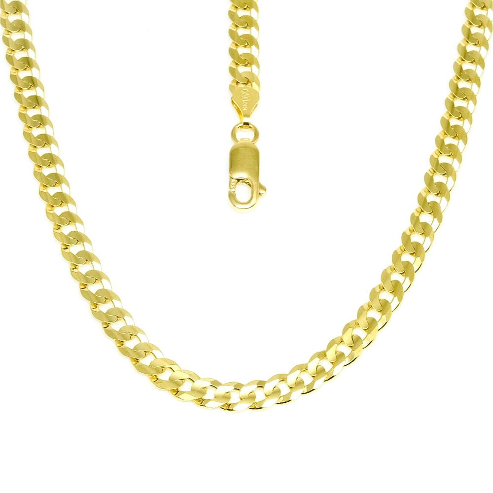 14Kt Yellow Gold 7mm Flat Curb Solid Chain 18" 20" 22" 24"