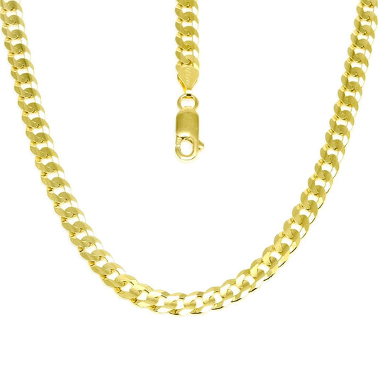 14Kt Yellow Gold 7mm Flat Curb Solid Chain 18" 20" 22" 24"