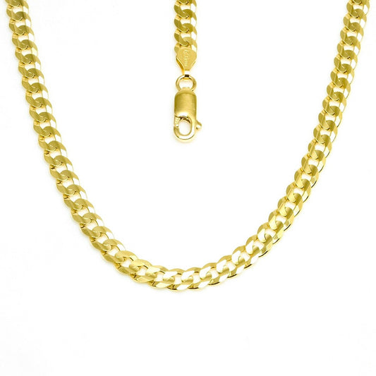 14Kt Yellow Gold 4mm Flat Curb Solid Link Chain 18" 20" 22" 24"