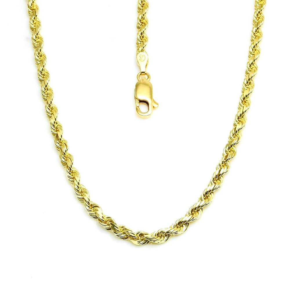 14Kt Yellow Gold 4mm Rope Chain 18" 20" 22" 24"