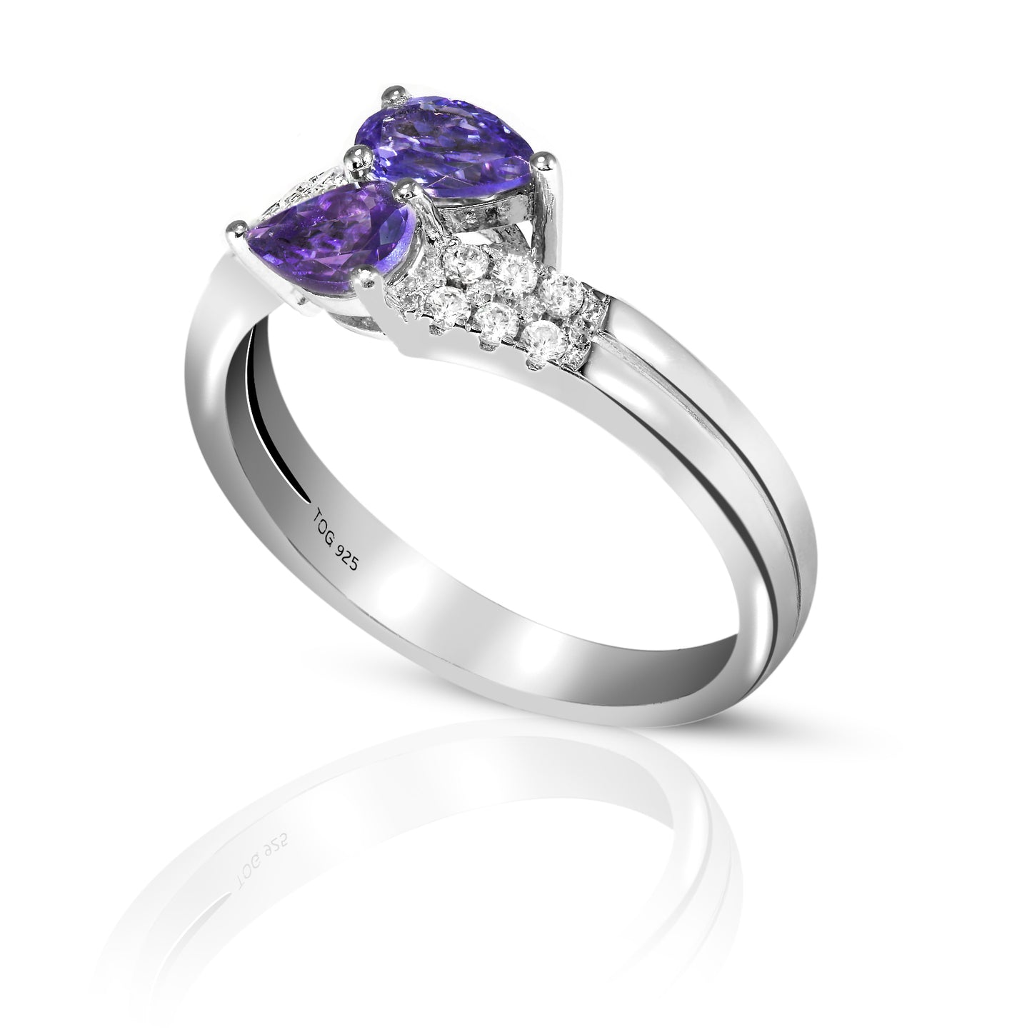 Enchanting Amethyst and White Topaz Ring set in Sterling Silver