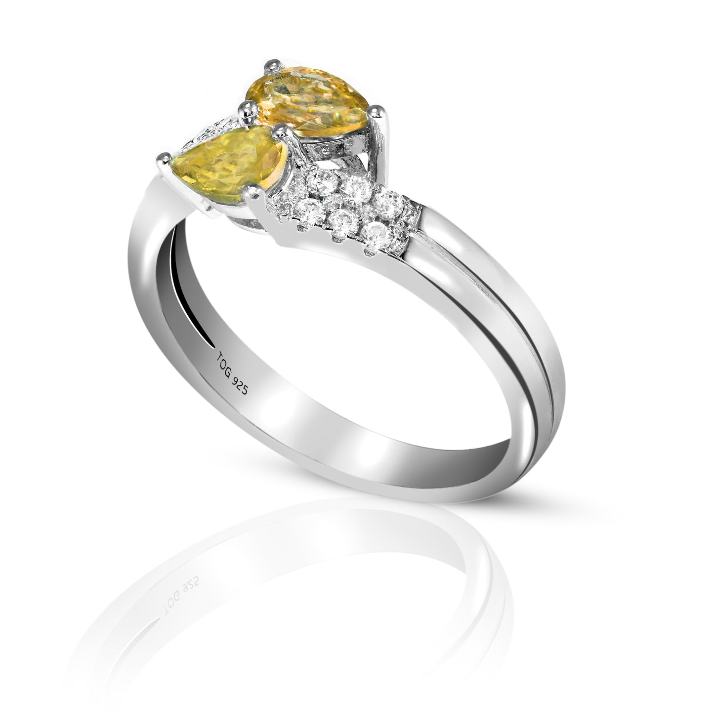 Captivating Citrine and White Topaz Ring Set in Sterling Silver