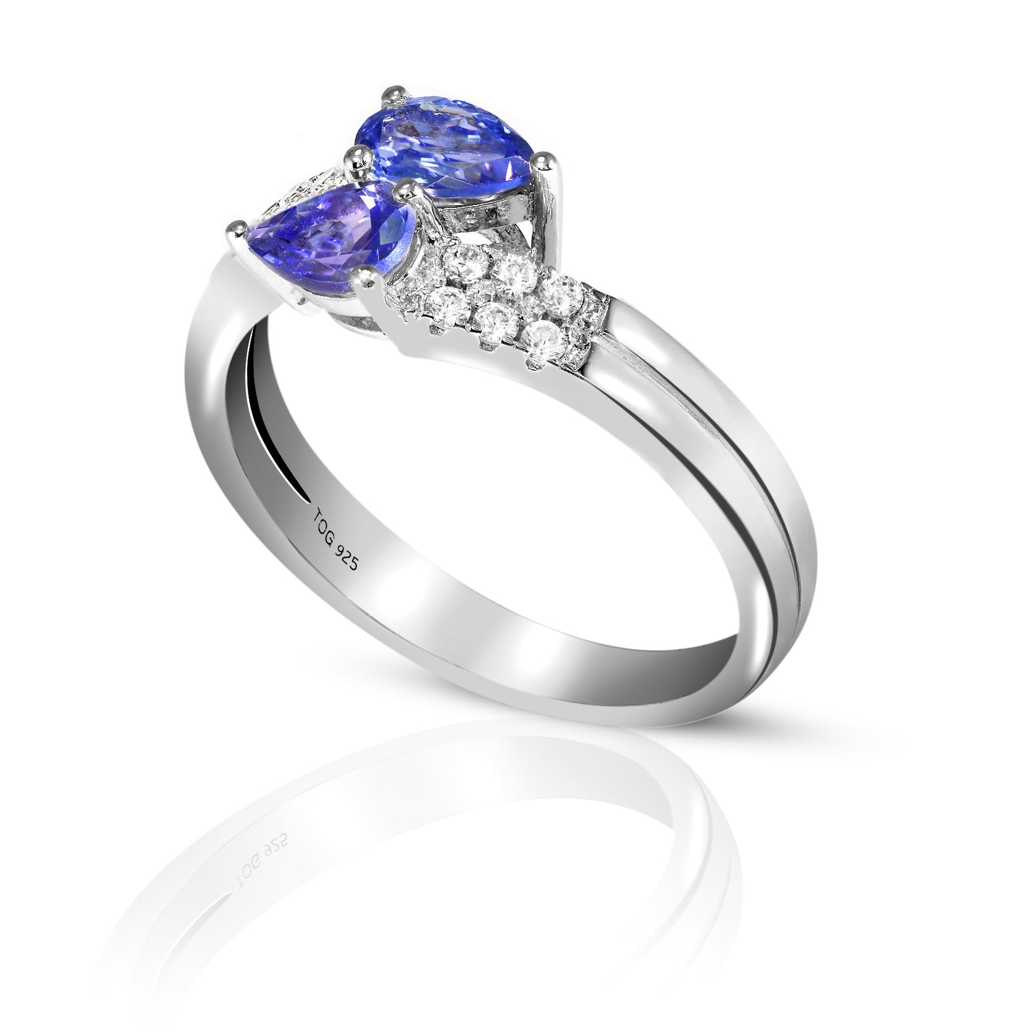 Alluring Tanzanite and White Topaz Ring set in Sterling Silver