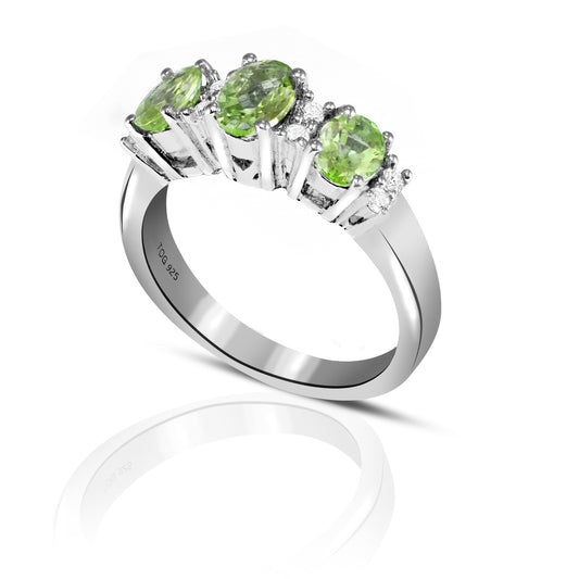 Charming Tourmaline and White Topaz Ring set in Sterling Silver