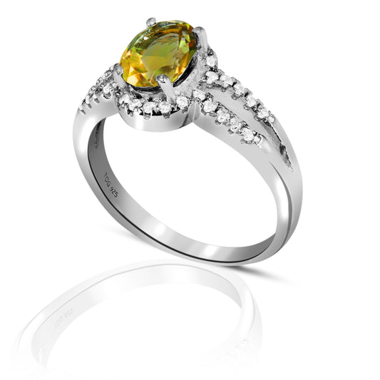 Dazzling Alexite and White Topaz Ring set in Sterling Silver