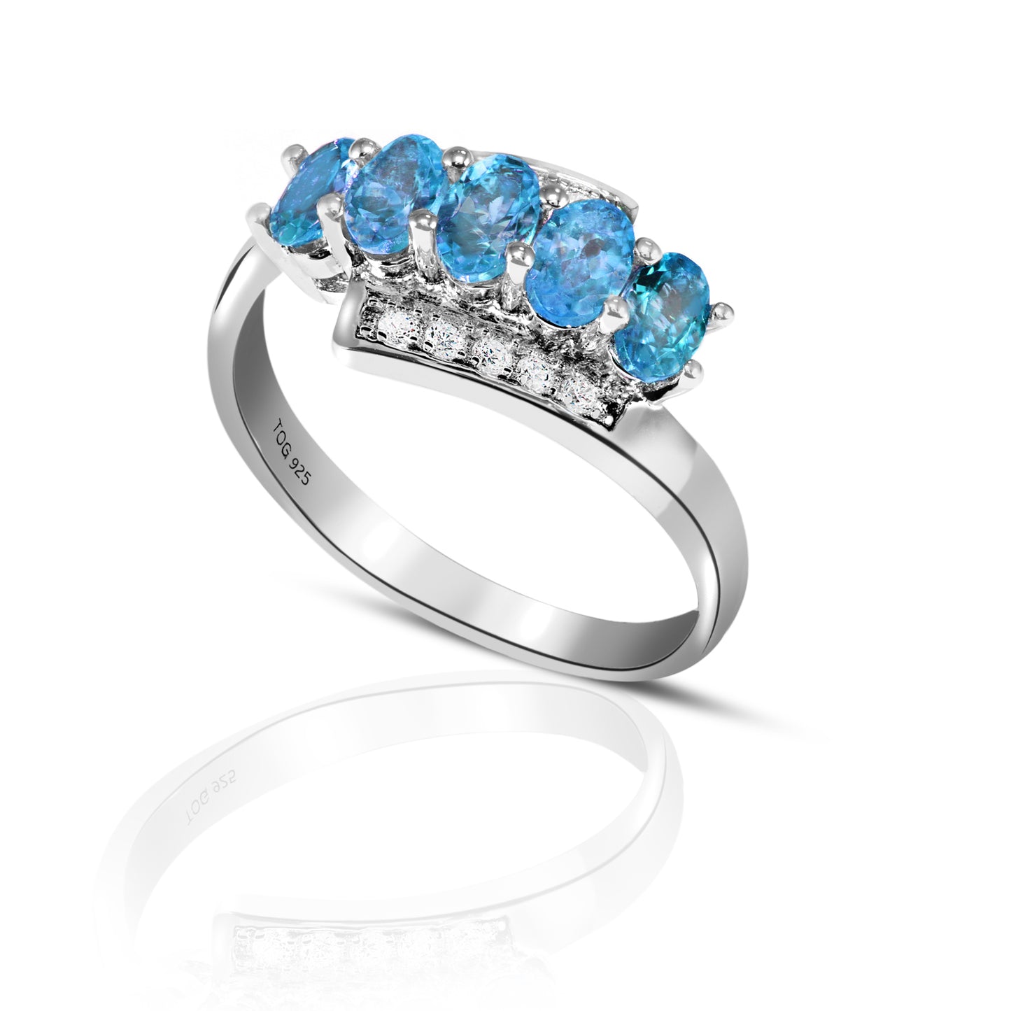 Stunning Blue and White Topaz Ring set in Sterling Silver