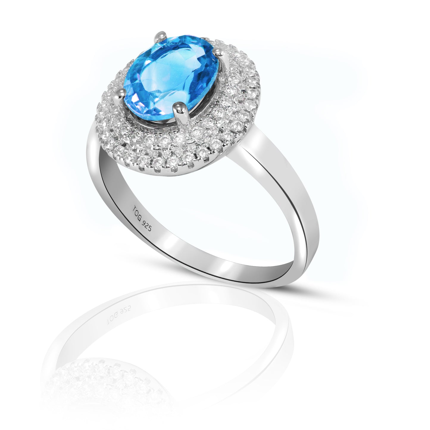 Fabulous Blue Topaz and White Topaz Ring set in Sterling Silver