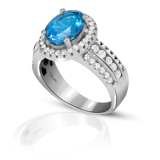 Dazzling Blue and White Topaz Ring set in Sterling Silver